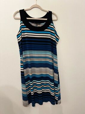 Ellen Parker Striped Blue & Black Sleeveless Dress size 2X